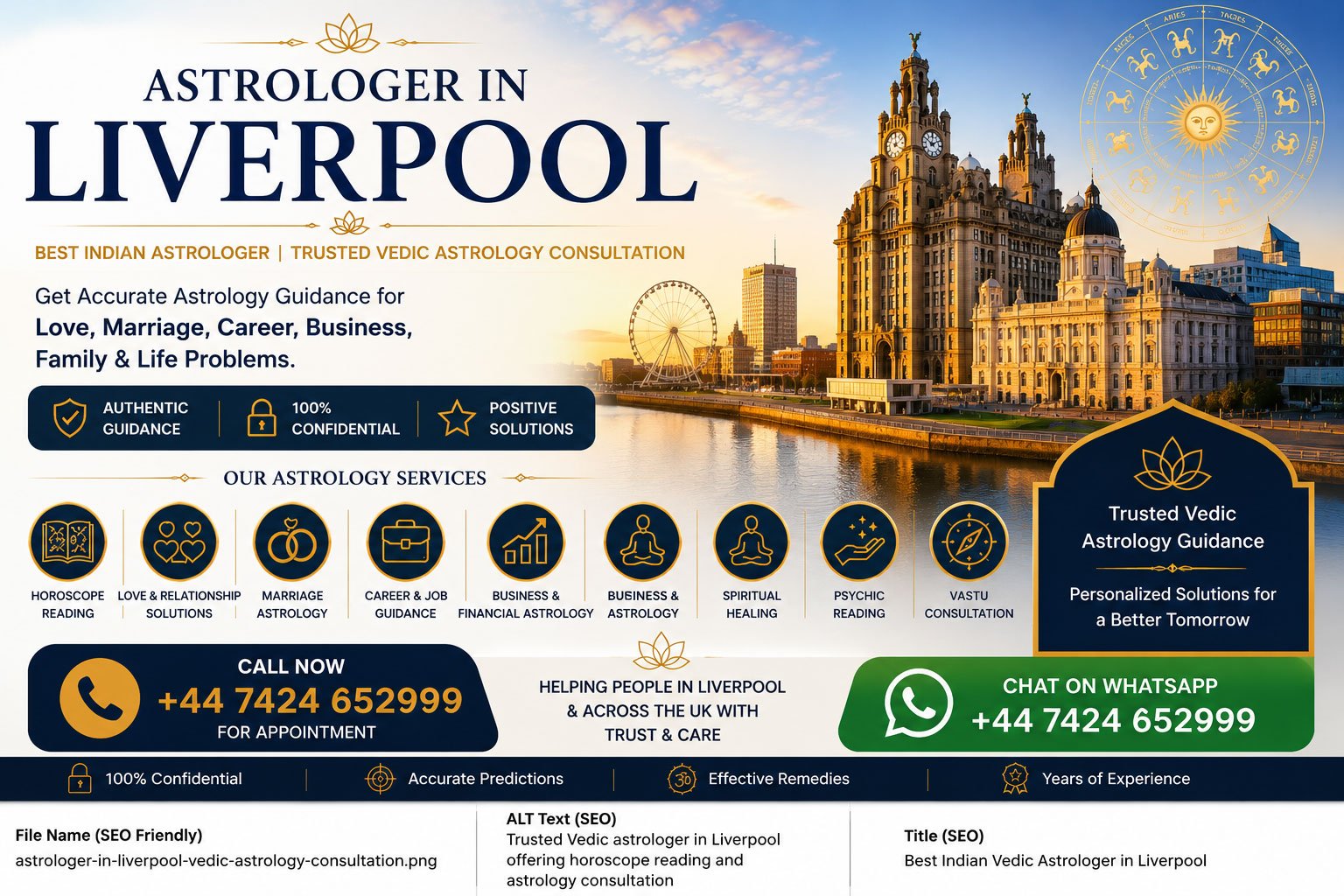 Astrologer in Liverpool providing guidance for love marriage career and family problems